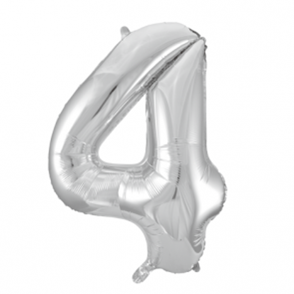 Folieballon zilver - cijfer 4