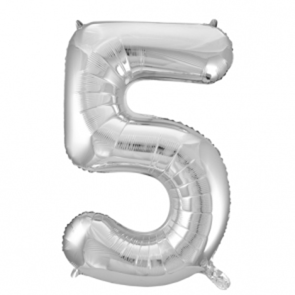 Folieballon zilver - cijfer 5
