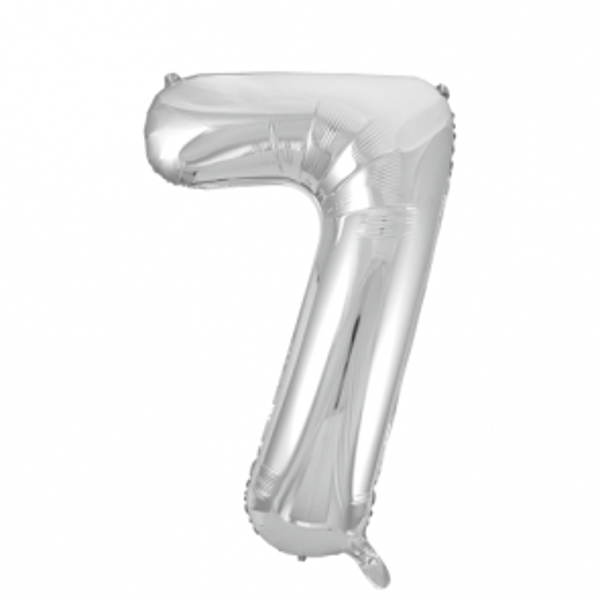 Folieballon zilver - cijfer 7