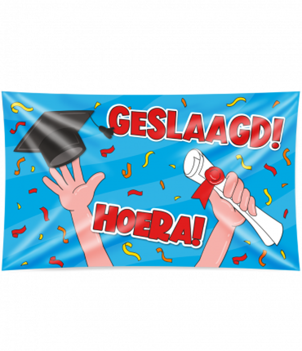 Geslaagd! hoera! - gevel vlag XXL
