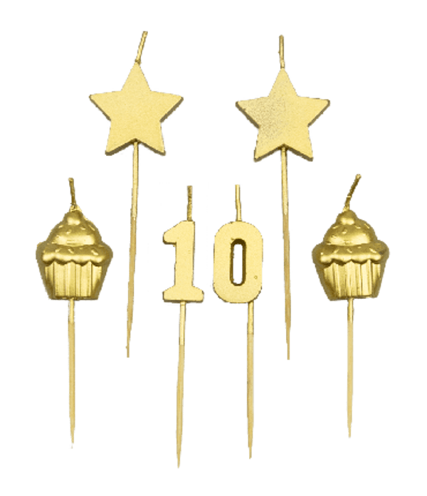 10 jaar - party cake candles goud