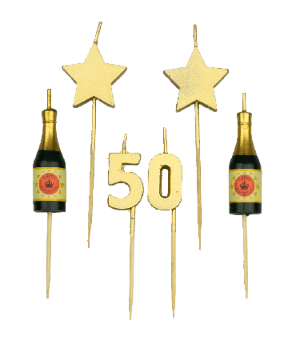 50 jaar - party cake candles goud