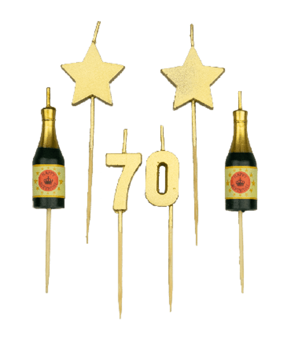 70 jaar - party cake candles goud