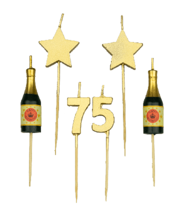 75 jaar - party cake candles goud