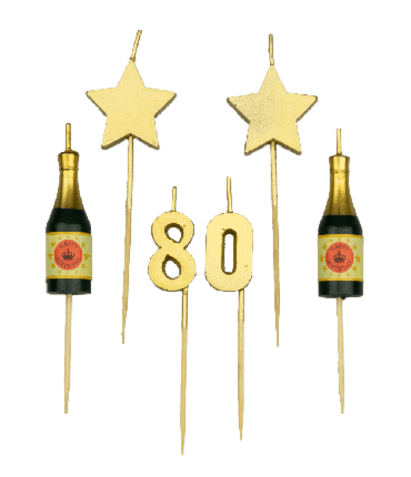 80 jaar - party cake candles goud