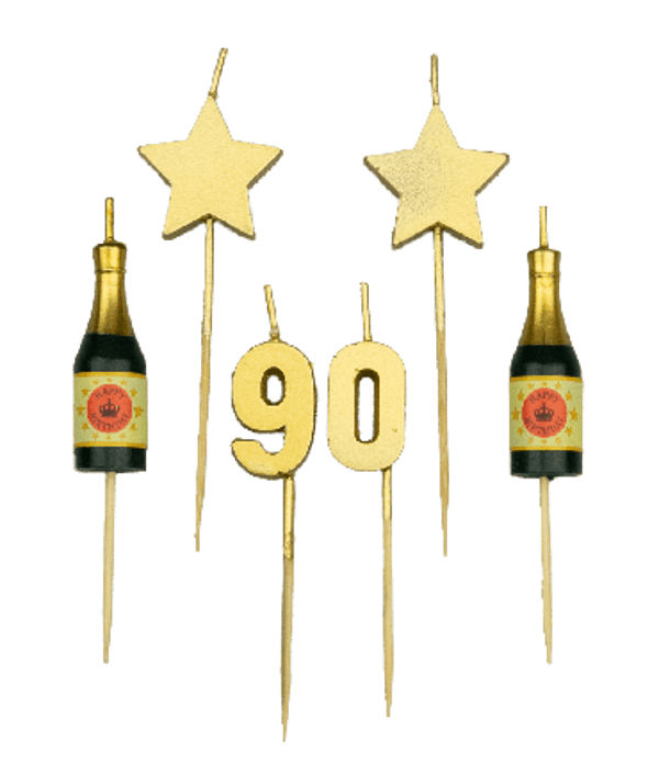 90 jaar - party cake candles goud