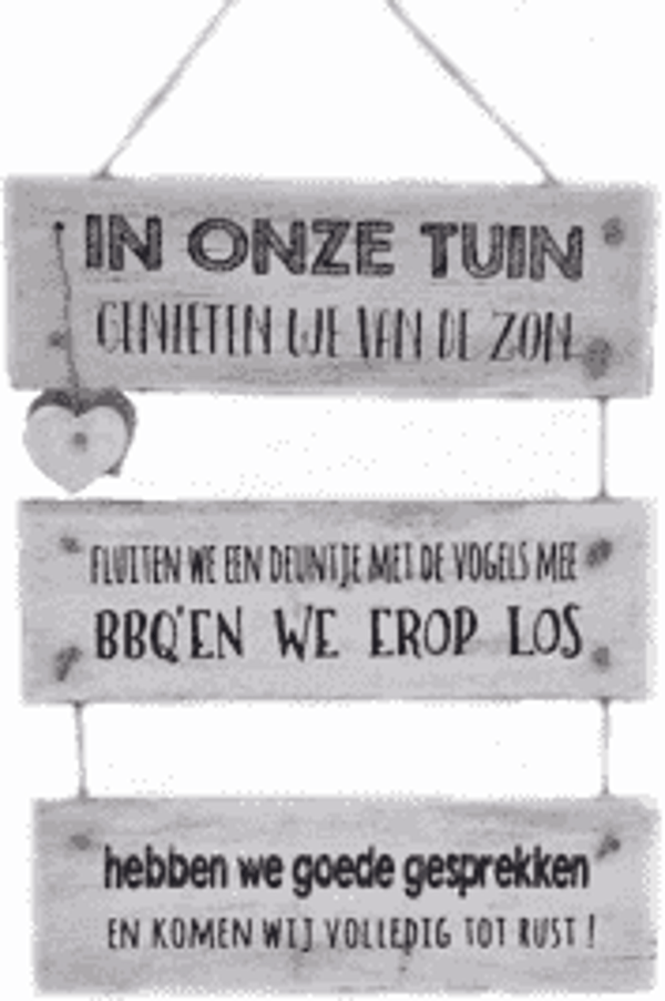 In onze tuin... - tekstbord woodart