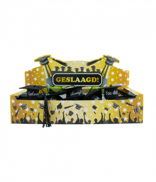Geslaagd! doctoraal / afstudeerhoedje voor fles