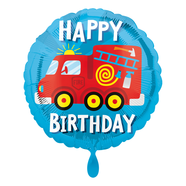 Happy birthday brandweerauto - folieballon