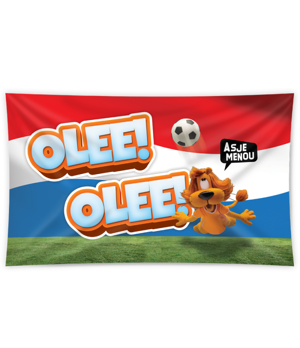 Gevel vlag XXL Loeki de Leeuw - olee! olee! oranje / rood / wit / blauw