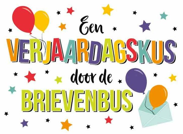 Verjaardagskus door de brievenbus - wenskaart