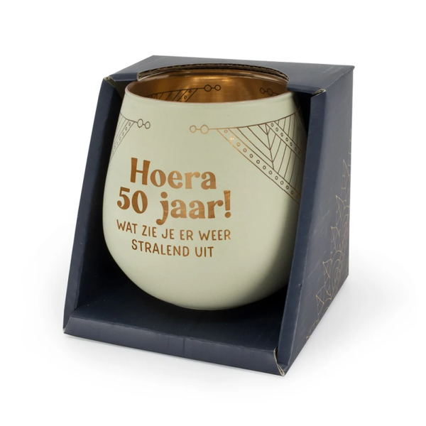Hoera 50 jaar! wat zie je er weer stralend uit - luxe sfeerlicht houder