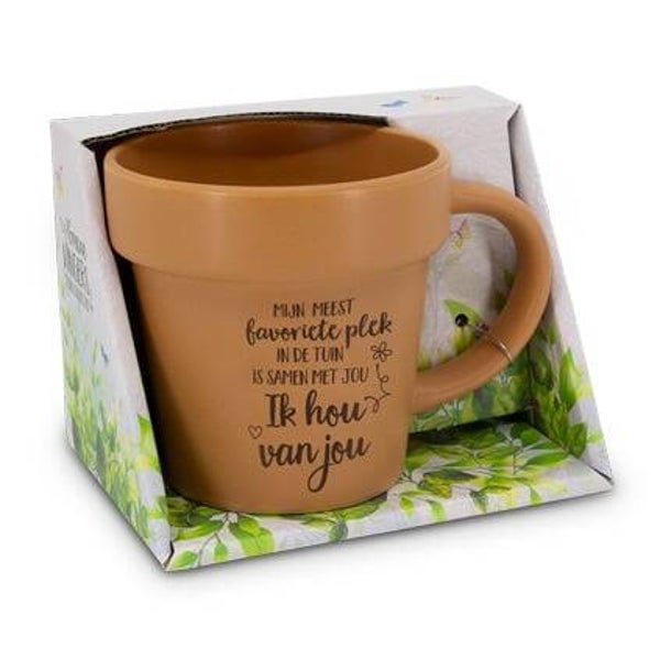 Ik hou van jou - tuin mok / plantenpotje