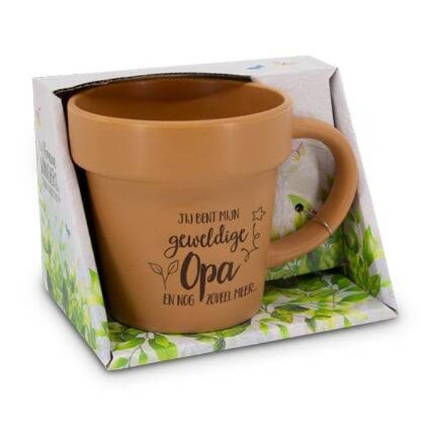 Opa - tuin mok / plantenpotje