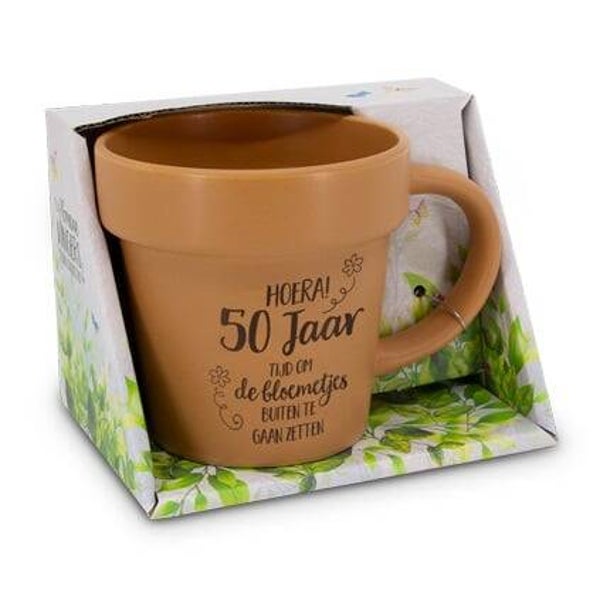 50 Jaar - tuin mok / plantenpotje