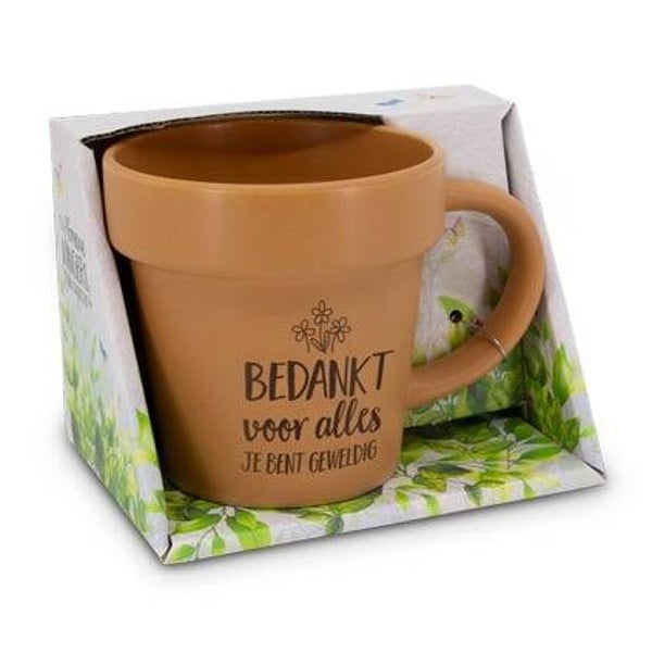 Bedankt - tuin mok / plantenpotje