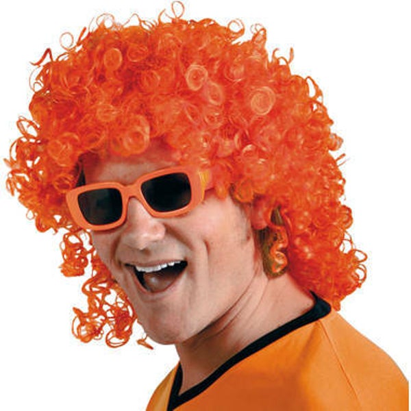 krulletjes pruik - oranje