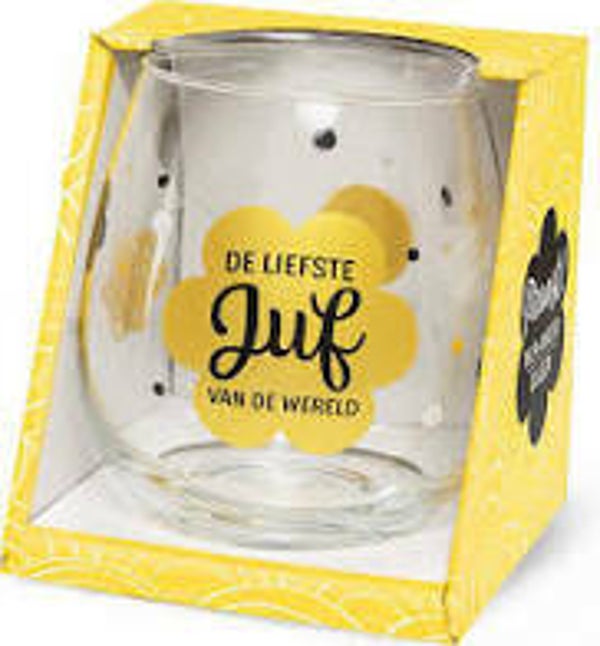 De liefste juf van de wereld - wijn- waterglas einde schooljaar