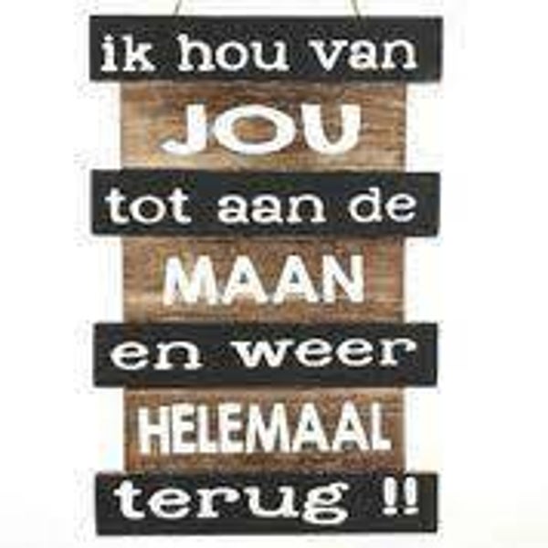 Ik hou van jou... - tekstbord woodart