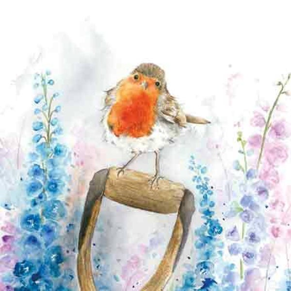 Roodborstje / lupines - wenskaart love country