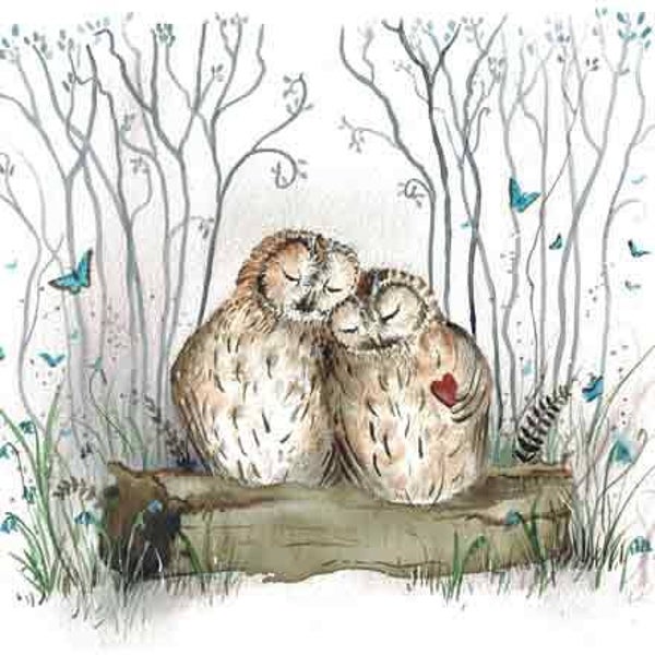 Uilen & vlinders - wenskaart love country