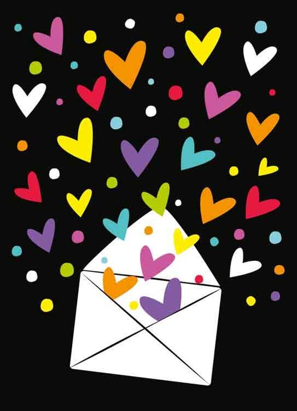 Blanco hartjes uit envelop - wenskaart Mixx
