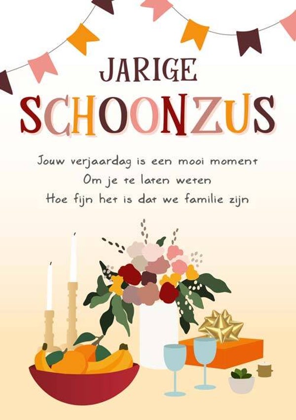 Jarige schoonzus - wenskaart Intense