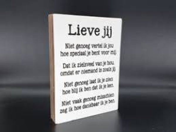 Lieve jij - tekstblok woodart