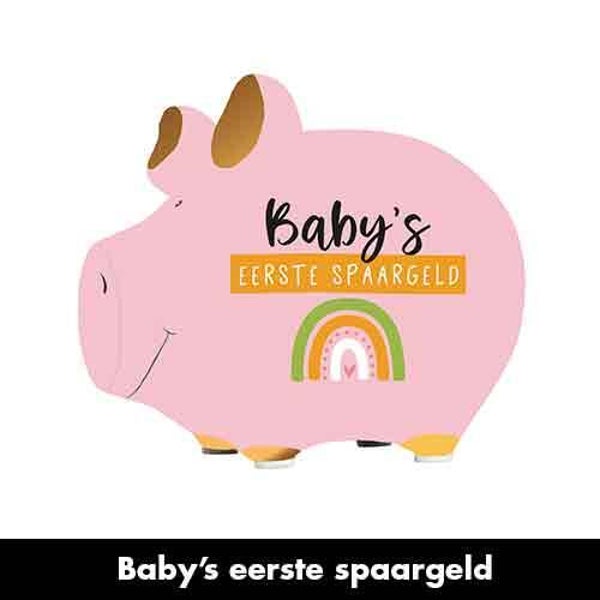 Baby's eerste spaargeld - spaarpot varken in geschenkverpakking