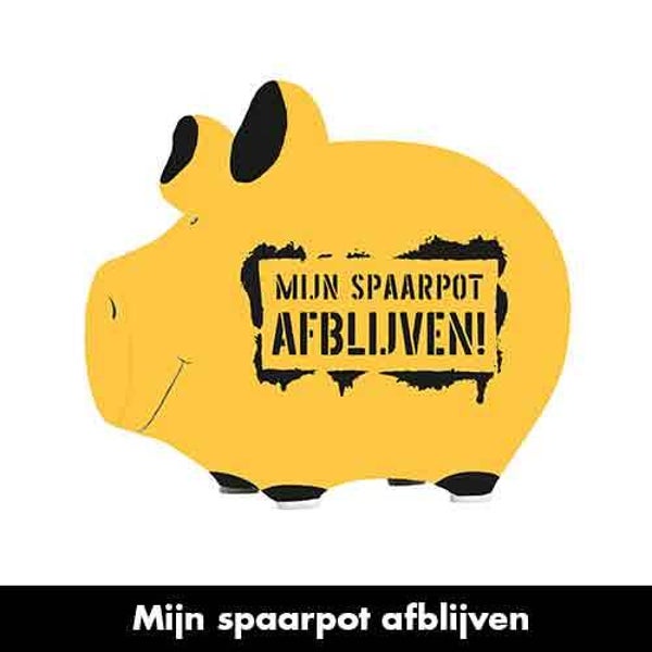 Afblijven! - spaarpot varken in geschenkverpakking