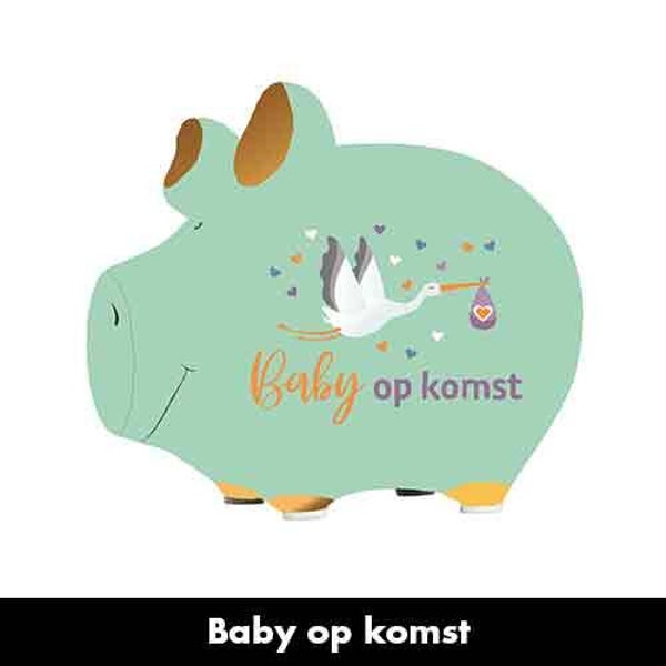 Baby op komst - spaarpot varken in geschenkverpakking