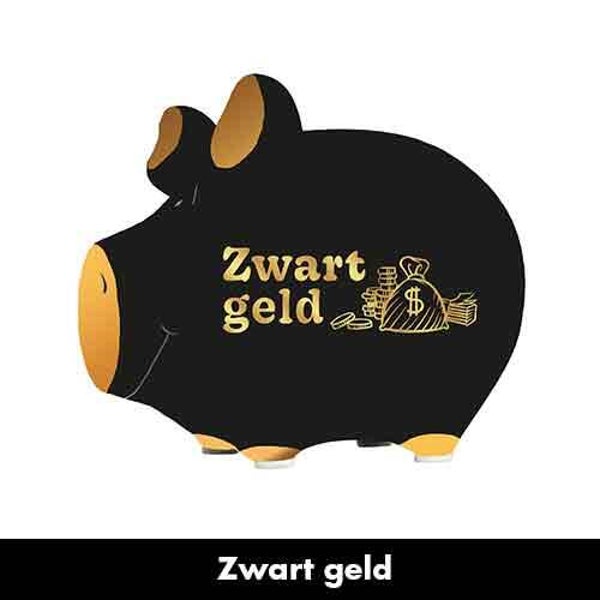 Zwart geld - spaarpot varken in geschenkverpakking