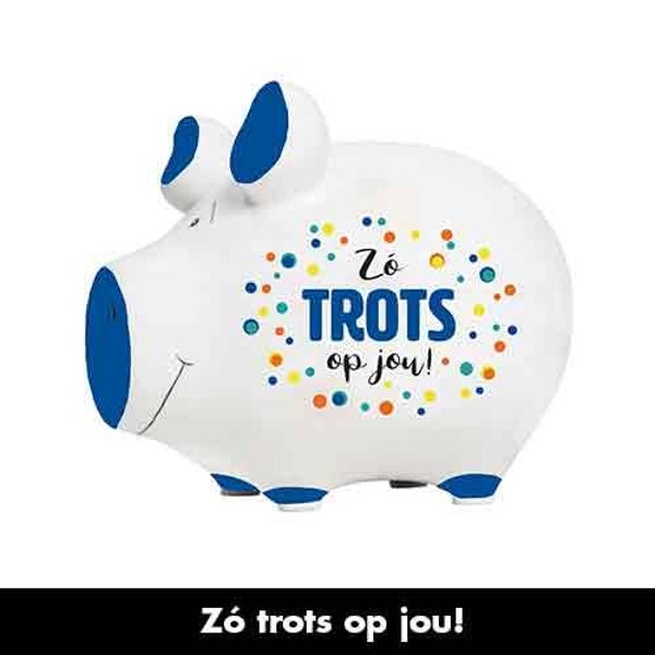 Zo trots op jou! - spaarpot varken in geschenkverpakking