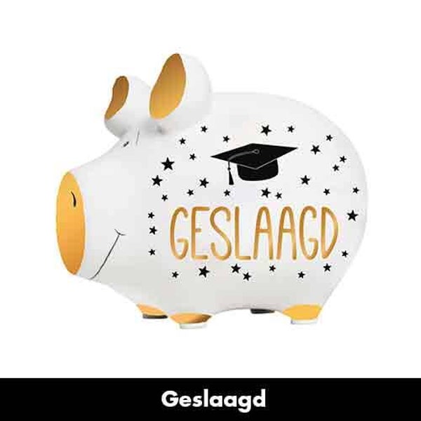 Geslaagd - spaarpot varken in geschenkverpakking