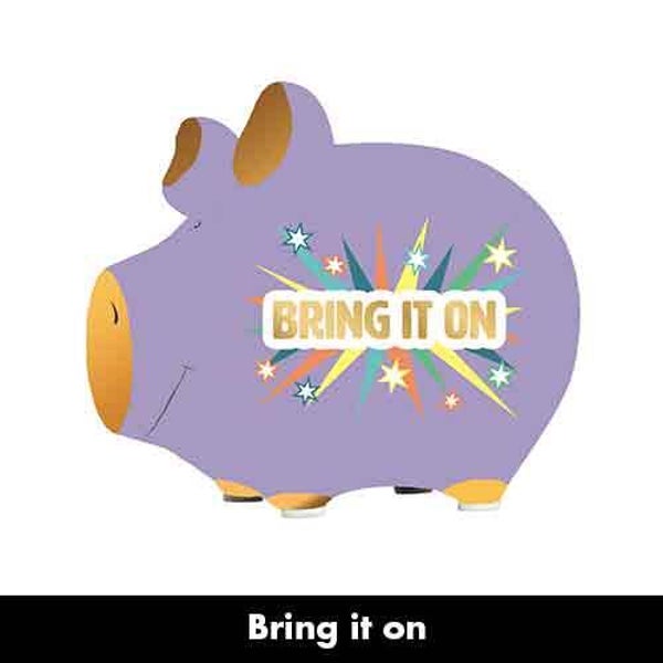 Bring it on - spaarpot varken in geschenkverpakking