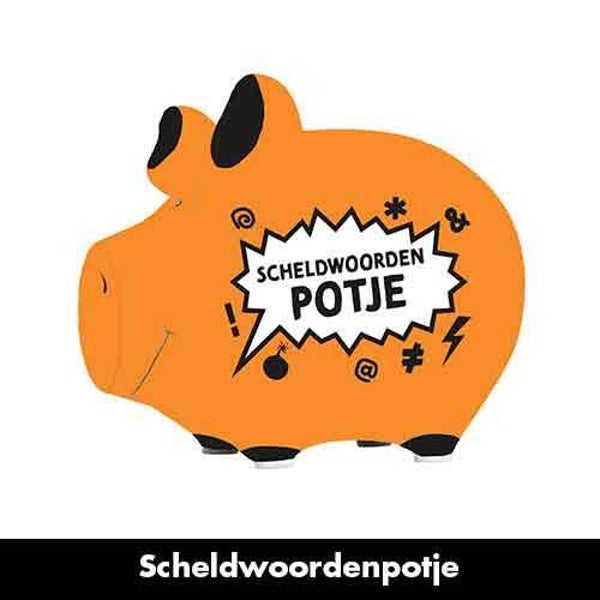 Scheldwoordenpotje - spaarpot varken in geschenkverpakking