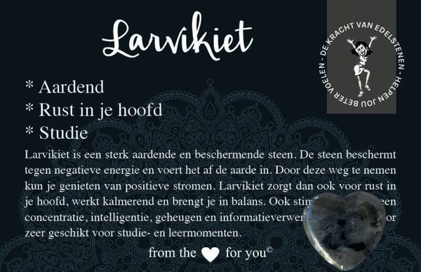 Larvikiet - edelsteen met betekeniskaartje