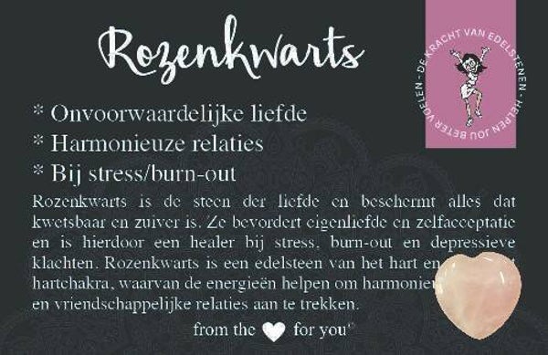 Rozenkwarts - edelsteen met betekeniskaartje