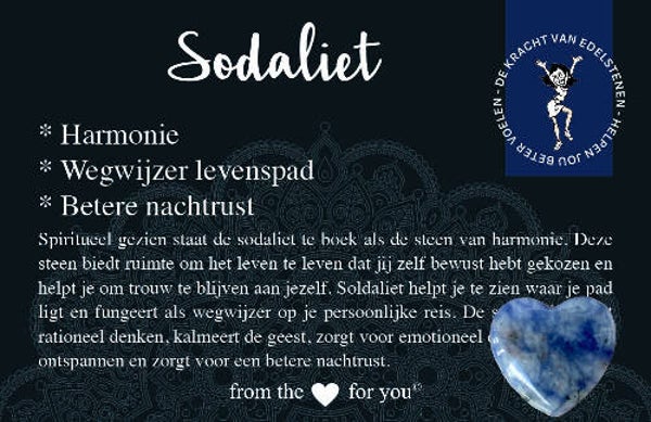 Soldaliet - edelsteen met betekeniskaartje