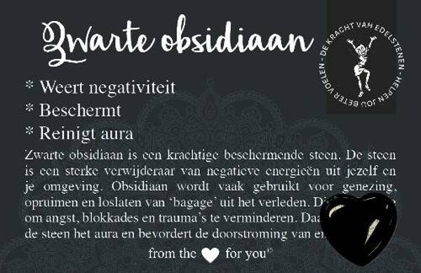 Zwarte Obsidiaan - edelsteen met betekeniskaartje
