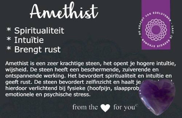 Amethist - edelsteen met betekeniskaartje