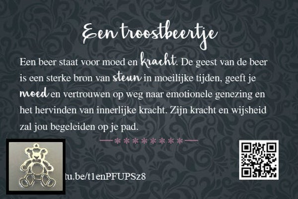 Troostbeertje - cadeau kaartje met bedeltje
