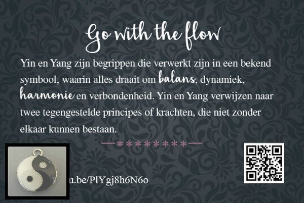 Yin en Yang - cadeau kaartje met bedeltje