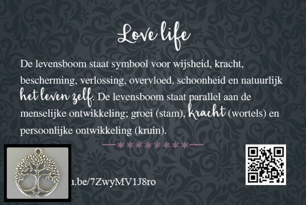 Levensboom - cadeau kaartje met bedeltje