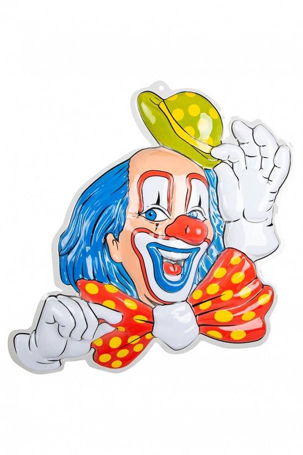 Clown met blauwe haren - wanddecoratie carnaval