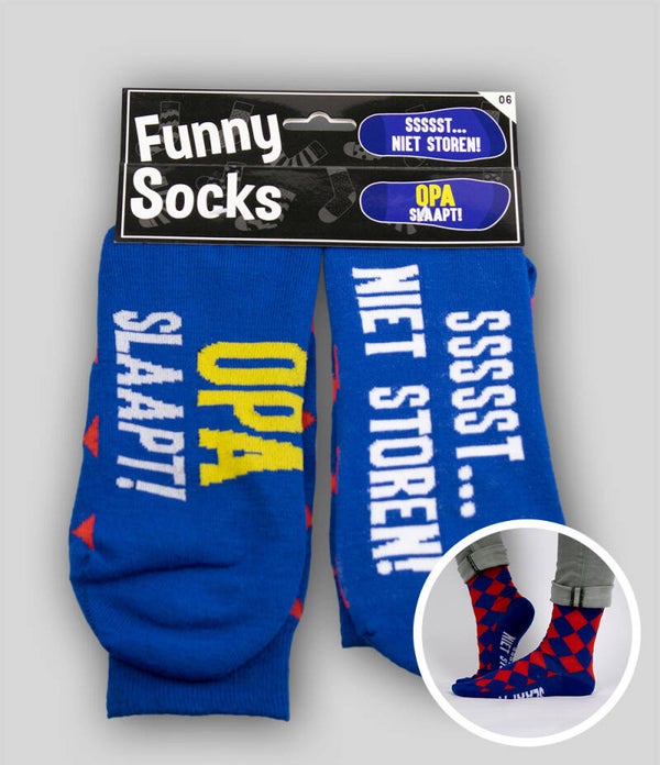 Opa slaapt, ssssst... - funny socks