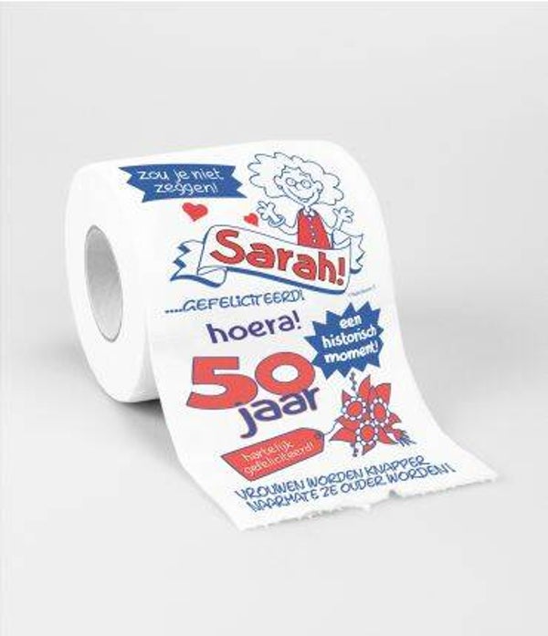 Sarah 50 jaar - toiletrol humoristisch