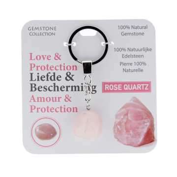 Rozen quartz  - sleutelhanger liefde en bescherming - Gemstone