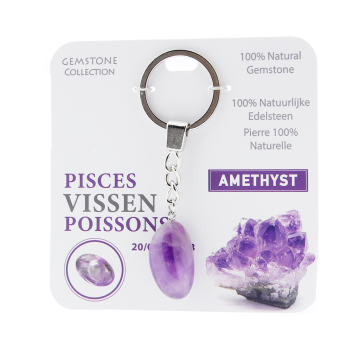 Amethist  - sleutelhanger sterrenbeeld vissen - Gemstone