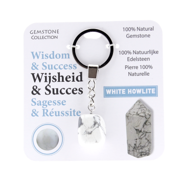 White howliet  - sleutelhanger wijsheid & succes - Gemstone
